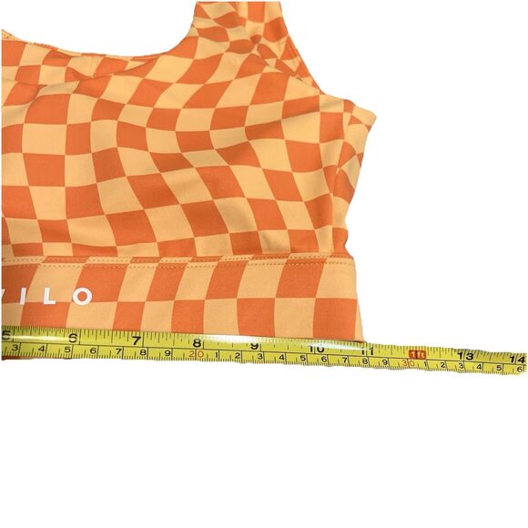 NWT Wilo the Label Athletic Bra Top Peach Orange Checker Print TOP ONLY XS - Picture 6 of 7